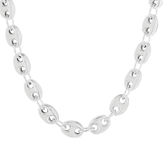 Chaîne de cou maille grain de café , Argent 925 Rhodié - PARADOXE
