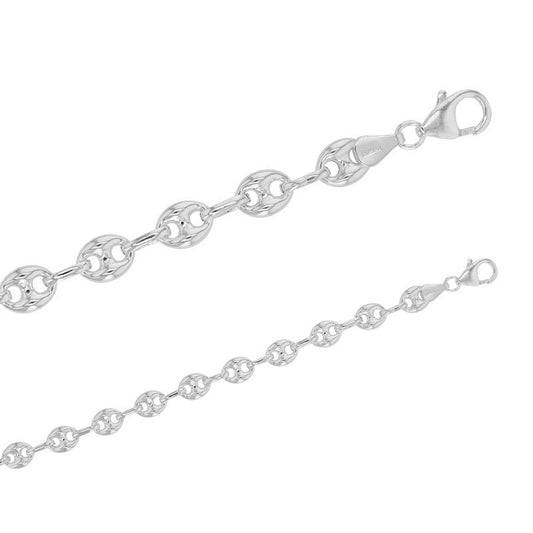 Chaîne de cou maille grain de café , Argent 925 Rhodié - PARADOXE