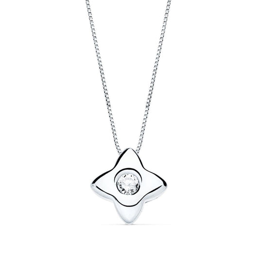 Chaine étoile sertis clos Diamant 0.050CT G - VS2 , Or blanc 18k - PARADOXE