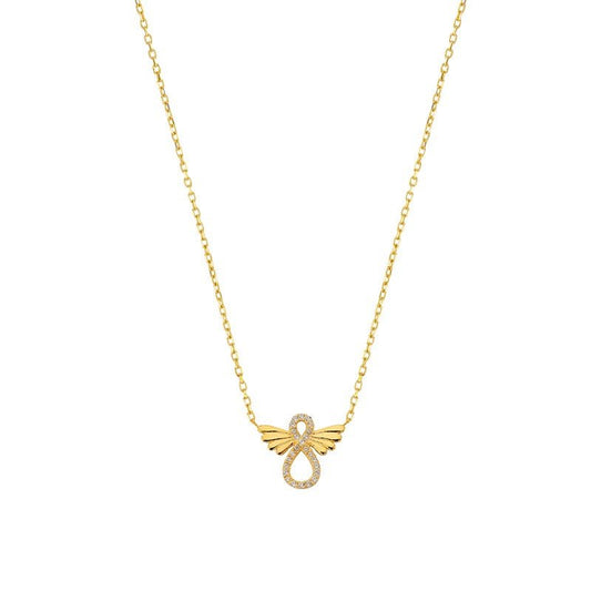 Chaine infini empierré zirconium et aile , Or 9K - PARADOXE