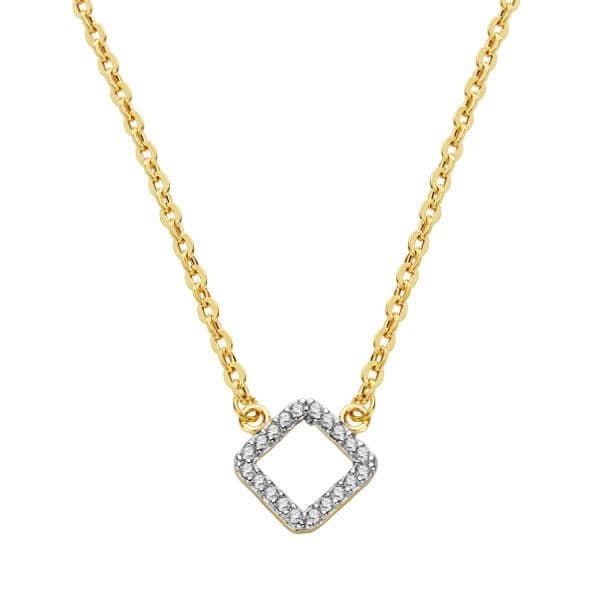 Chaine losange zircon , Or Bicolore 18K - PARADOXE