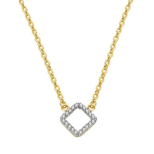 Chaine losange zircon , Or Bicolore 18K - PARADOXE