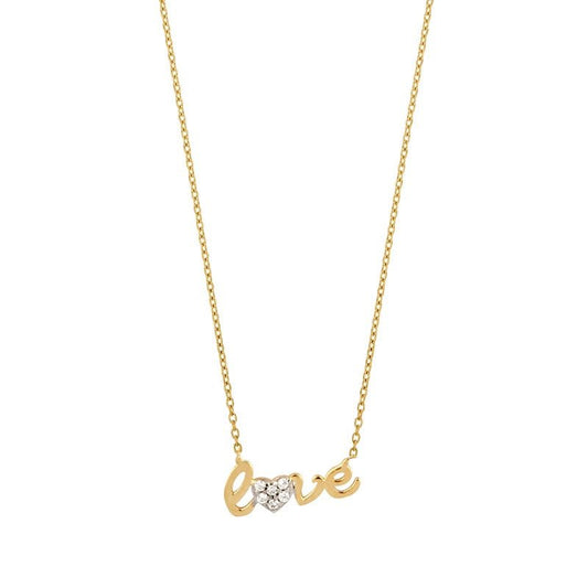Chaine love orné zirconium , Or bicolore 9K - PARADOXE