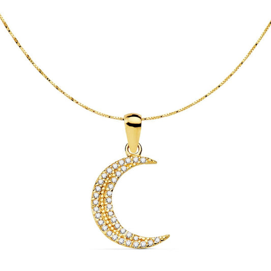 Chaine lune zircon , Or 18K - PARADOXE