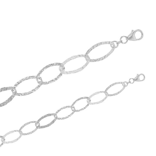 Chaîne maille alternée martelé plate , Argent 925 - PARADOXE