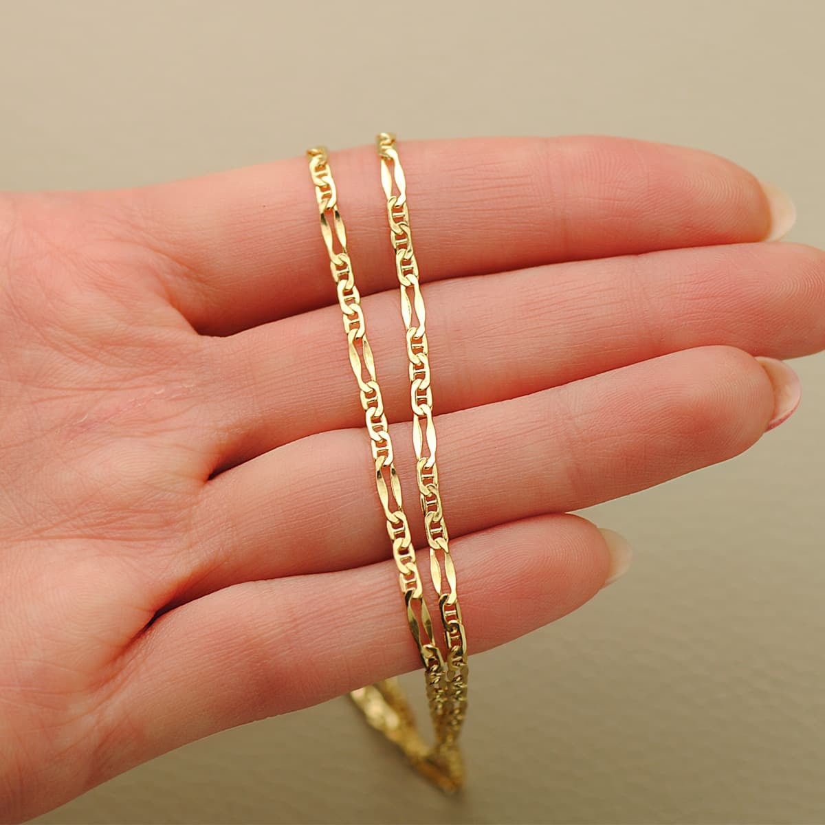 Chaine marine creuse 3x1 , 45cm , Or 18K - PARADOXE