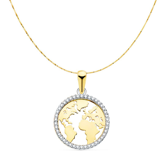 Chaine monde sertis zircon , Or bicolore 18K. - PARADOXE