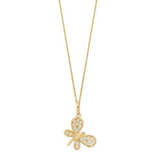 Chaine papillon orné de zirconium , Or 9k - PARADOXE