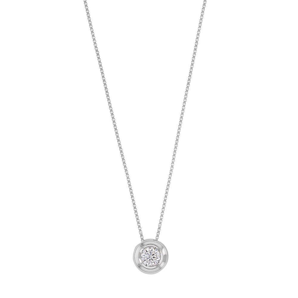 Chaine serti clos zirconium , Or blanc 9K - PARADOXE