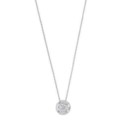 Chaine serti clos zirconium , Or blanc 9K - PARADOXE
