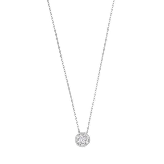 Chaine serti clos zirconium , Or blanc 9K - PARADOXE