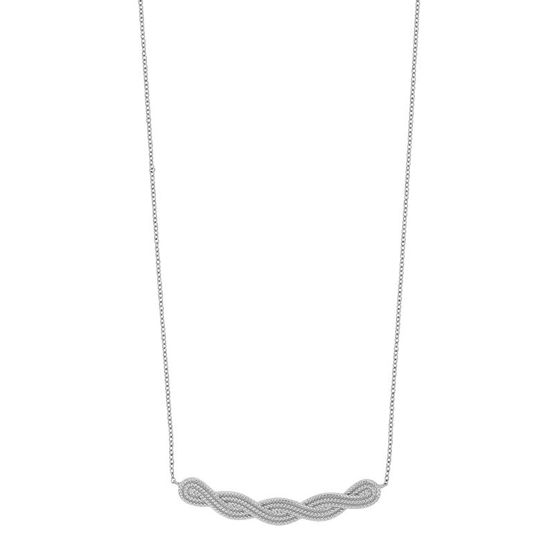 Chaine tressé et perlé , Argent 925 Rhodié - PARADOXE