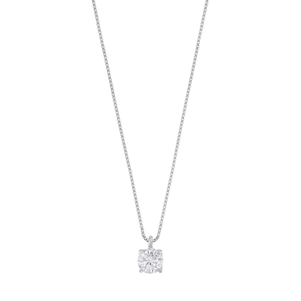 Chaine zirconium sertis griffes , Or blanc 9k - PARADOXE
