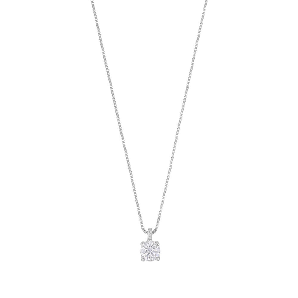 Chaine zirconium sertis griffes , Or blanc 9k - PARADOXE