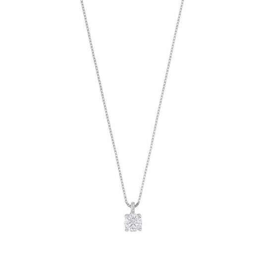 Chaine zirconium sertis griffes , Or blanc 9k - PARADOXE