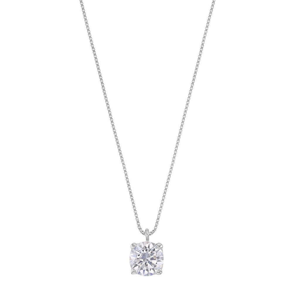 Chaine zirconium sertis griffes , Or blanc 9k - PARADOXE
