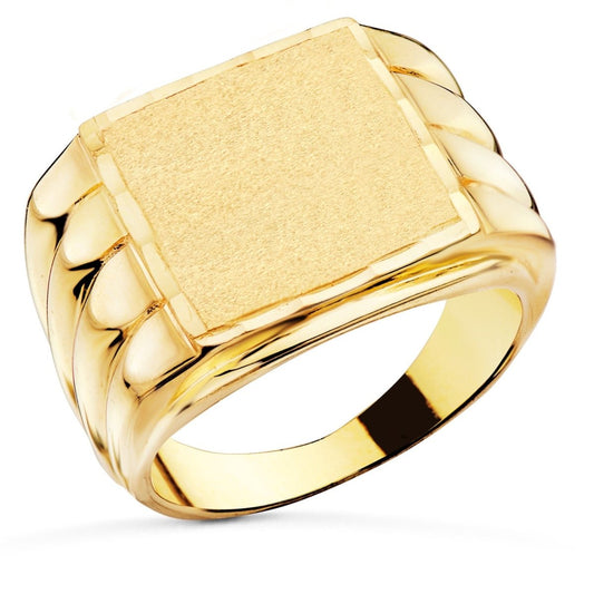 Chevalière carré strié , Or 18K - PARADOXE