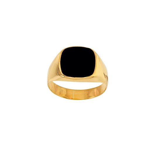 Chevalière carrée Onyx noir , OR 9K - PARADOXE