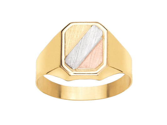 Chevalière carrée unie , 3 ors 18K - PARADOXE