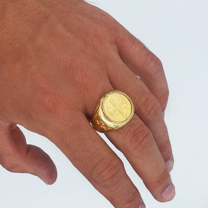 Chevalière croix saint benoit, Or 18K - PARADOXE