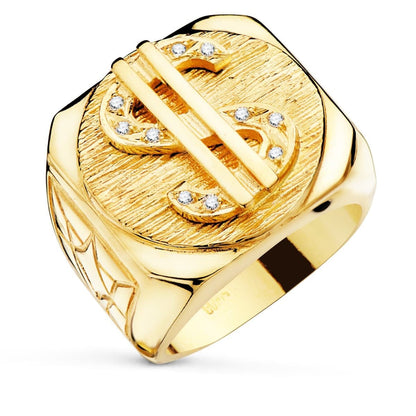 Chevalière dollar zircon , Or 18K - PARADOXE
