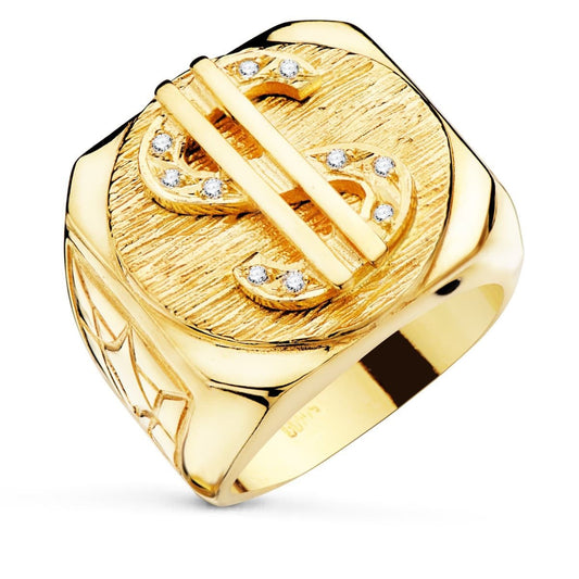 Chevalière dollar zircon , Or 18K - PARADOXE