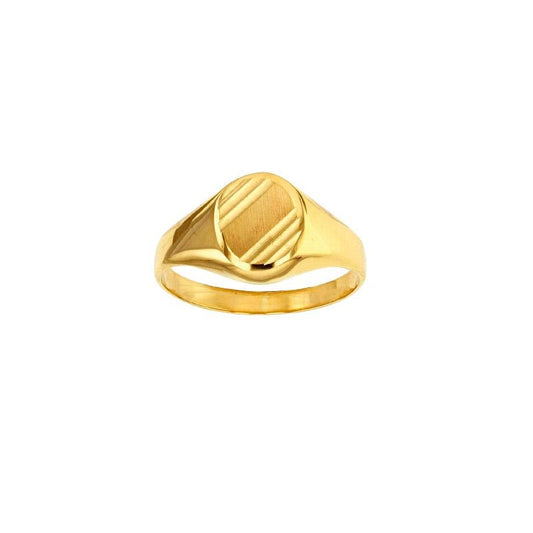 Chevalière forme ronde ciselée ,Or 9K - PARADOXE