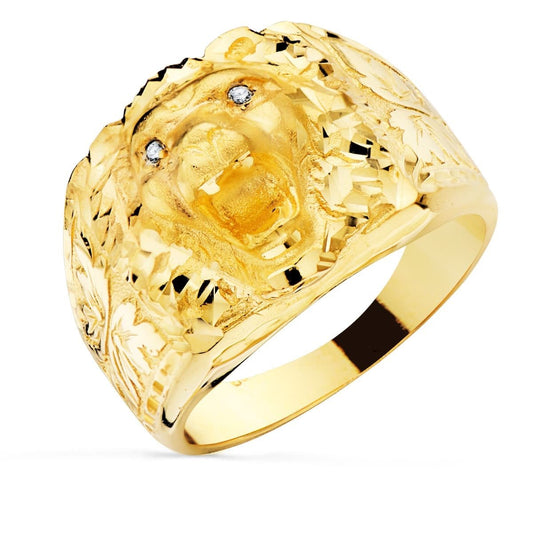 Chevalière lion zirconium blanc , Or 18K - PARADOXE