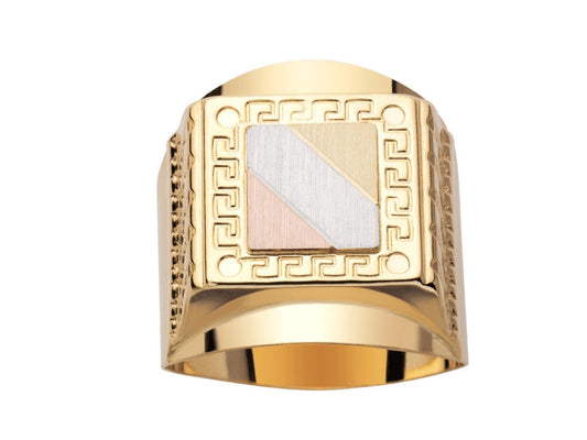 Chevalière motif grec 3 Ors, Or 18k - PARADOXE