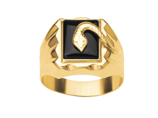 Chevalière onyx avec Serpent , Or 18K - PARADOXE