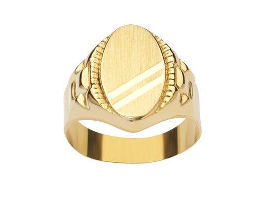 Chevalière ovale bords ciselés , Or 18k - PARADOXE