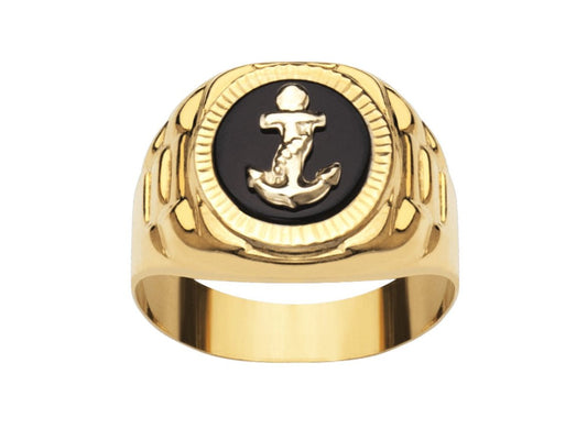 Chevalière ovale Onyx avec Ancre , Or 18k - PARADOXE