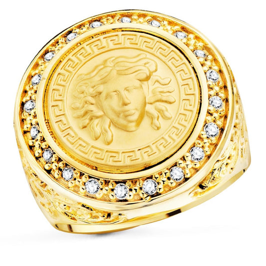Chevalière ronde médusa massif , Or 18K - PARADOXE