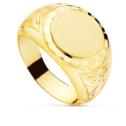 Chevalière ronde sculpté , Or 18K - PARADOXE