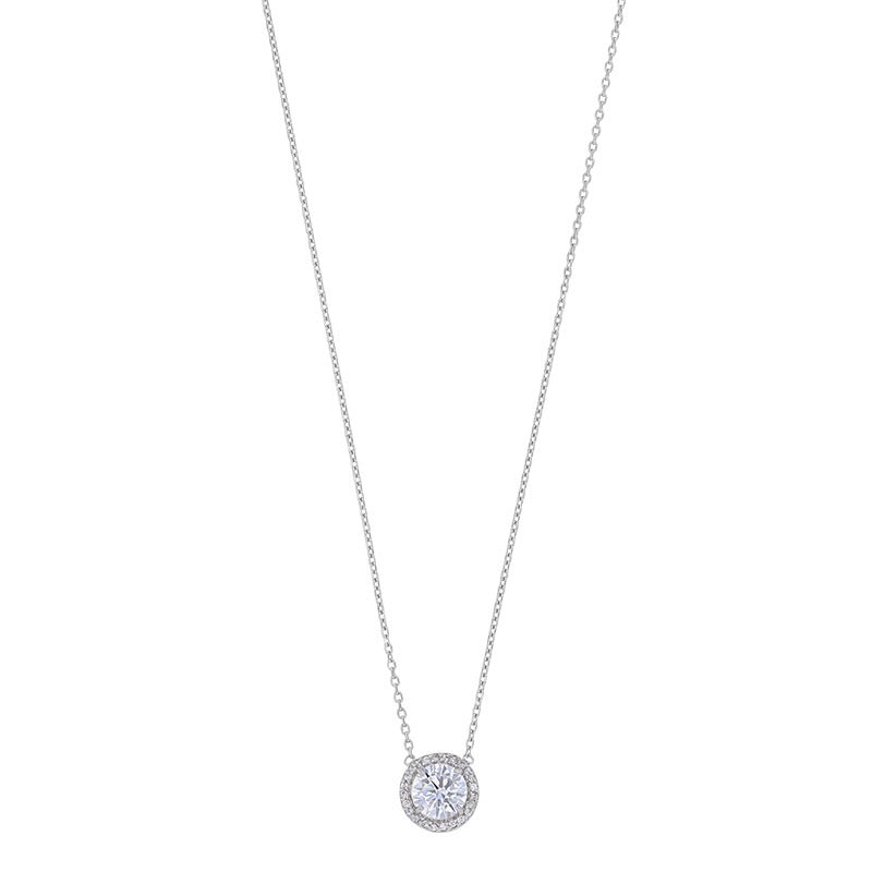 Collier oxyde rond entouré d'oxydes, Argent Platiné - PARADOXE