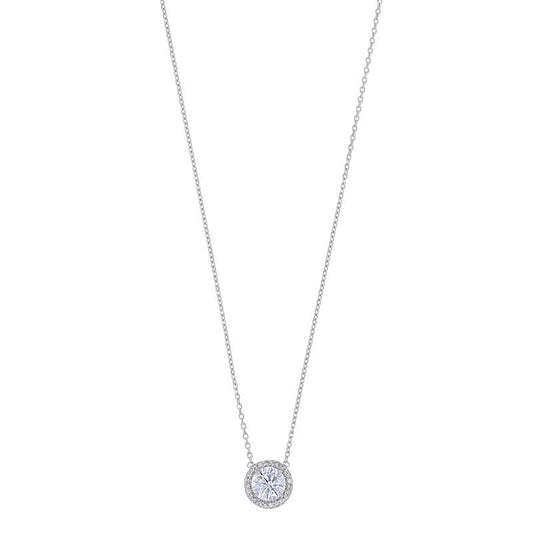 Collier oxyde rond entouré d'oxydes, Argent Platiné - PARADOXE