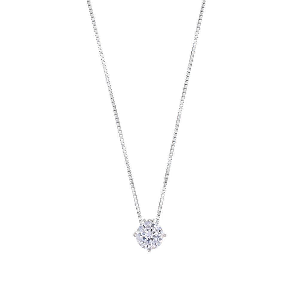 Collier oxyde serti 4 griffes, Argent 925 Rhodié - PARADOXE