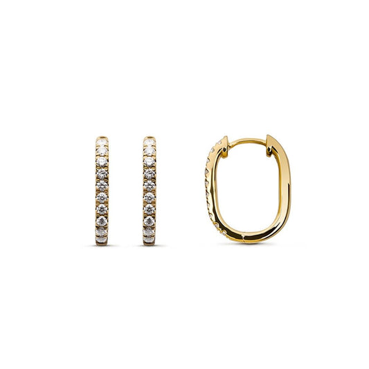 Créoles allongées serties diamants synthétiques 0,50ct GVS, Or 18K - PARADOXE