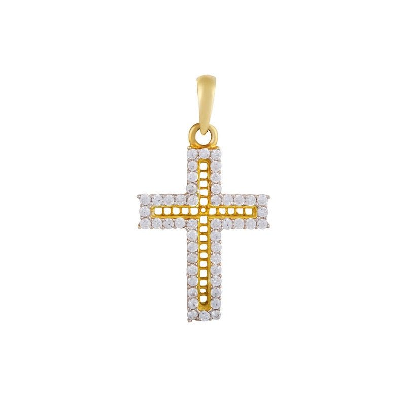 Croix ajourée entourée de zirconium , Or 18k - PARADOXE