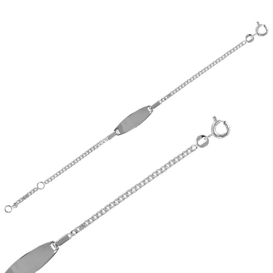Identité bébé maille gourmette plaque ovale, Argent 925 Rhodié - PARADOXE