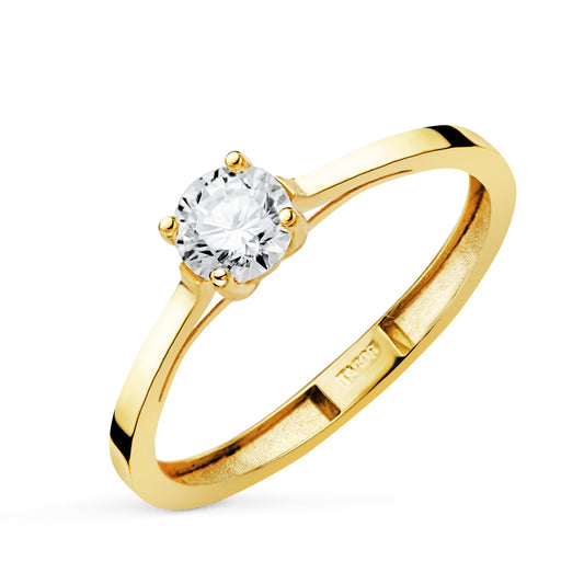 Bague solitaire diamant  0,50ct g-vs1, Or jaune 18k
