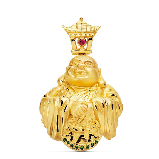 Pendentif bouddha zirconium rouge ,Or 18K - PARADOXE