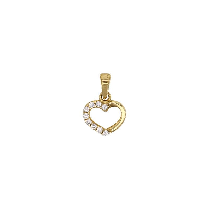 Pendentif coeur orné de zirconium, Or 18k - PARADOXE