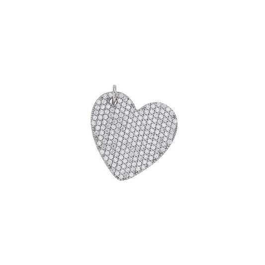 Pendentif coeur pavé de zirconium, argent 925 Rhodié - PARADOXE