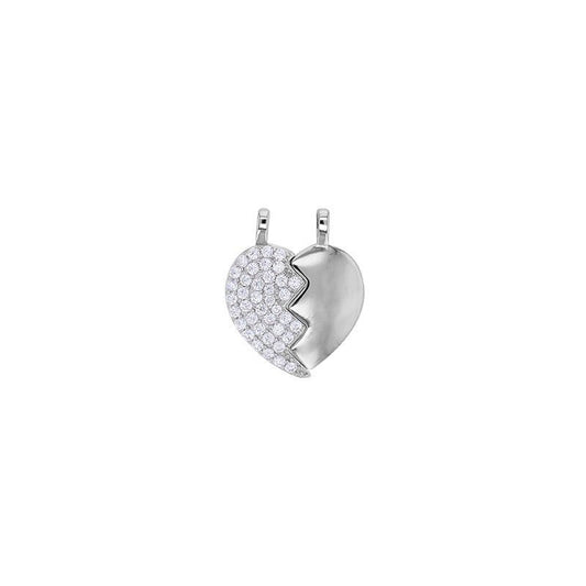 Pendentif coeur sécable lisse et pavé zirconium, Argent 925 - PARADOXE