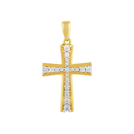Pendentif croix lisse et zirconium, Or 18k - PARADOXE