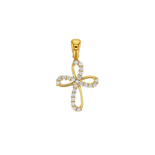 Pendentif croix lisse et zirconium, Or 18k - PARADOXE