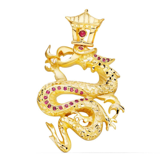 Pendentif dragon zirconium rouge , OR 18K - PARADOXE