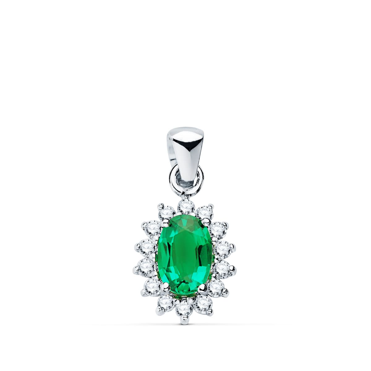 Pendentif émeraude & diamants , Or blanc 18K - PARADOXE