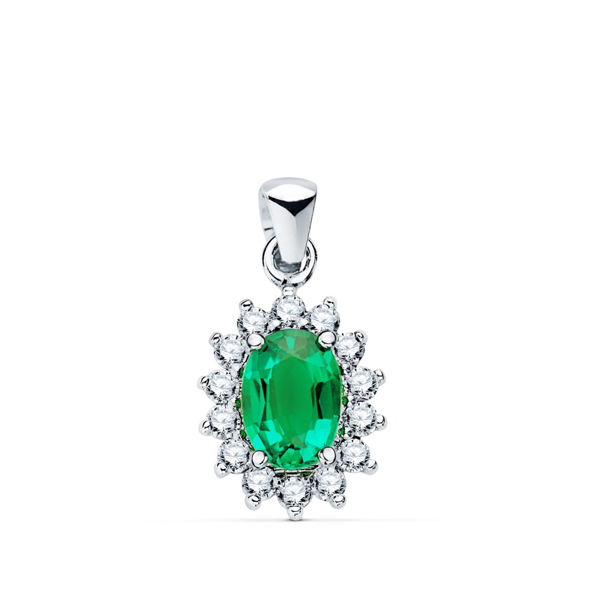 Pendentif émeraude & diamants , Or blanc 18K - PARADOXE